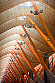 Madrid, Spain, Nov 1 2008, The innovative wooden and metallic structures create an impressive ceiling design at Barajas Airports T4 terminal in Madrid.