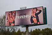 Advertising sign of Tezenis underwear with Rita Ora, Budapest