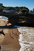 Beach under stone bridge Rocher du Basta, Biarritz, France