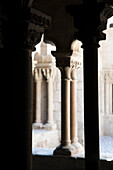 Barcelona, Spain, Sept 4 2008, The tranquil cloister arches of Sant Pau del Campo monastery reveal intricate stonework and quiet ambiance in Barcelonas historic site.