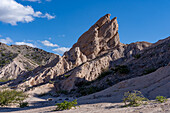 The fantastic eroded landscape of the Angastaco Natural Monument in the Calchaqui Valley in Salta Province, Argentina.