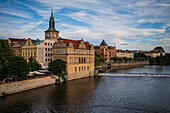 Bedrich Smetana Museum on Vltava embankment and Old Town Water Tower, Prague