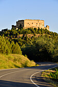 Read view of the castle of the medieval town of Pedraza in the province of Segovia.