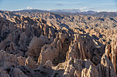 The fantastic eroded landscape of the Angastaco Natural Monument in the Calchaqui Valley in Salta Province, Argentina.