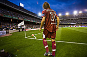 Seville, Spain, May 11 2008, Diego Capel stands at the corner flag during the intense local derby between Real Betis and Sevilla FC in Seville.