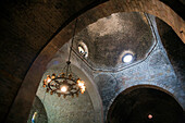 Barcelona, Spain, Sept 4 2008, The stunning cupola and octagonal dome rise above the interior of Sant Pau del Campo monastery, showcasing its rich architectural details.