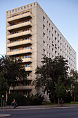 Berlin, Germany, July 24 2009, The sleek apartment building stands in East Berlin, surrounded by greenery and capturing the unique architectural style of the area.