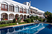 The swimming pool of the Portal del Santo Hotel in Cafayate, Argentina.