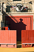 Seville, Spain Aug 15 2007, The gates of a bullring in Seville stand open before the bullfight, showcasing the anticipation of the event on August 15, 2007.