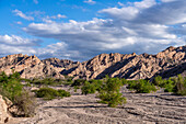 The fantastic eroded landscape of the Angastaco Natural Monument in the Calchaqui Valley in Salta Province, Argentina.