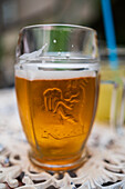 Beer jar in restaurant table, Prague