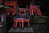 Exploring Fushimi Inari Taisha temple at night, Kyoto, Japan