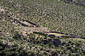 Ruins of old stone corrals in the mountains along Provincial Route 307 in Tucumán Province in Argentina.