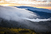 Sunrise view of the Sierra Nevada de Santa Marta, Mountains, including Cerro Kennedy, also known as 'la Cuchillo de San Lorenzo', Colombia