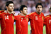 Seville, Spain, Feb 11 2009, During a friendly match on February 11, 2009, Spanish players stand united for the national anthem against England in Sevilla.