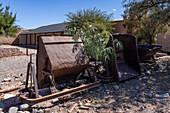 Old mining ore cars at an old mill site on Route 40 near Seclantas, Argentina.