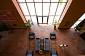 El Rompido, Spain, July 9 2006, The spacious lobby features elegant seating and large windows, allowing natural light to illuminate the area.