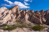 The fantastic eroded landscape of the Angastaco Natural Monument in the Calchaqui Valley in Salta Province, Argentina.