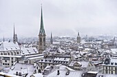 City skyline in winter, Zurich, Switzerland, Europe