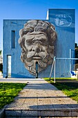 Murals, Polyphemus, a cyclops, Acit Tezza, Catania, Sicily, Italy, Mediterranean, Europe