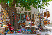 View of souvenir shop in Theologos, Theologos, Thassos, Aegean Sea, Greek Islands, Greece, Europe