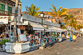 Restaurants at the marina of Puerto de Mogan, Gran Canaria, Canary Islands, Spain, Atlantic, Europe