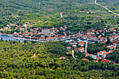 Aerial view of Vrboska, Hvar island, Croatia, Southeast Europe