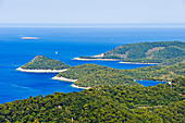 Western coast seen from Plesevo Brdo hill, Lastovo island, Croatia, Southeast Europe