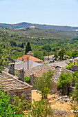 Blick auf das Dorf Theologos von erhöhter Position aus, Theologos, Thassos, Ägäisches Meer, Griechische Inseln, Griechenland, Europa