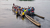 River boat on the Congo river, Mbandaka, Equateur province, Democratic Republic of Congo, Africa