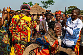 Tribal chief within his tribes people, Tshikapa, Kasai, Democratic Republic of Congo, Africa