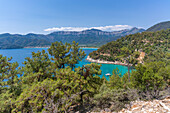 Blick auf Küste und Meer bei Chrysi Ammoudia, Thassos, Ägäisches Meer, Griechische Inseln, Griechenland, Europa