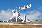 Roman Cathedral of Brasilia (Metropolitan Cathedral) and Bell Tower, designed by Oscar Niemeyer, Brasilia, UNESCO World Heritage Site, Brasilia, Federal district, Brazil, South America