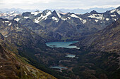 Blick über die Wildnis Feuerlands von den Cordon Martial Bergen aus, Patagonien, Argentinien, Südamerika