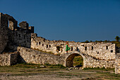 Woman at the ruins of Berat Castle, Berat, Albania, Europe