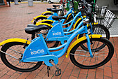 Bicycle-sharing system in Zona Rosa area, Bogota, Colombia, South America