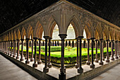 Cloister of the Mont Saint-Michel Abbey, UNESCO World Heritage Site, Manche department, Low Normandy region, France, Europe