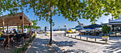 View of restaurant and cafes in Thassos Town, Thassos, Aegean Sea, Greek Islands, Greece, Europe