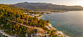 View of Church of the Holy Apostles and Thassos Town in background, Thassos Town, Limenas, Thassos, Aegean Sea, Greek Islands, Greece, Europe