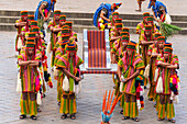 Darsteller während des Sonnenfestes Inti Raymi, Platz Plaza de Armas, UNESCO-Weltkulturerbe, Cusco (Cuzco), Provinz Cusco, Region Cusco, Peru, Südamerika