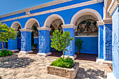 Blue section of Cloister and Monastery of Santa Catalina de Siena, UNESCO World Heritage Site, Arequipa, Arequipa Province, Arequipa Region, Peru, South America