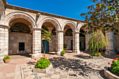 Corridor with arches at Monastery of Santa Catalina de Siena, UNESCO World Heritage Site, Arequipa, Arequipa Province, Arequipa Region, Peru, South America