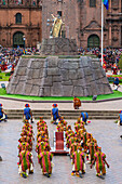 Darsteller beim Sonnenfest Inti Raymi, Platz Plaza de Armas, UNESCO-Weltkulturerbe, Cusco (Cuzco), Provinz Cusco, Region Cusco, Peru, Südamerika