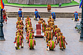 Darsteller während des Sonnenfestes Inti Raymi, Platz Plaza de Armas, UNESCO-Weltkulturerbe, Cusco (Cuzco), Provinz Cusco, Region Cusco, Peru, Südamerika