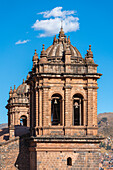 Detail der Glockentürme der Kathedrale von Cusco (Cuzco), UNESCO-Weltkulturerbe, Cusco (Cuzco), Provinz Cusco, Region Cusco, Peru, Südamerika