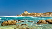 Xwejni Bay, ein Zentrum für Schwimmer und Taucher, bei Zebbug, Gozo, Malta, Mittelmeer, Europa