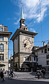 Architectural detail of the western face of the Zytglogge, a landmark medieval tower built in the 13th century, Bern, Switzerland, Europe