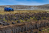 Cut peat drying for use as fuel at Long Island Farm outside Stanley in the Falkland Islands, South Atlantic Ocean, South America