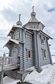 Views of the Trinity Church at Belingshausen Russian Research Station, Antarctica, Southern Ocean, Polar Regions