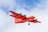 British Antarctic Survey (BAS) research plane landing at the Chilean Research base Frei on King George Island, Antarctica, Polar Regions